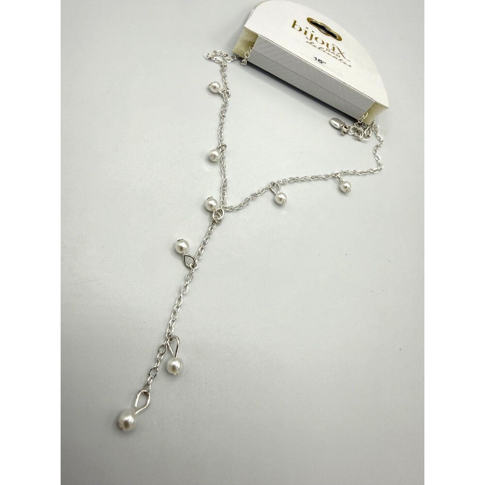 NEW JCPenney bijoux bar delicate drop chain silver necklace 16" chain MSRP: $18